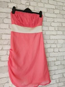 Sukienka tuba różowa kremowa na wesele elegancka