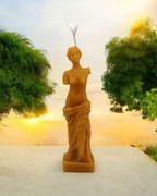 Świeca z naturalnego wosku pszczelego Wenus z Milo Zielony Świecownik