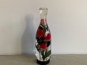 Stara Duża Szklana Butelka Kula z Kwiatami PRL