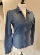 Vintydżowa dopasowana koszula jenasowa taliowana na zamek true denim