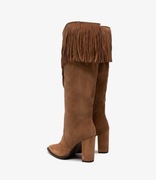 kozaki zamszowe Carinii z frędzlami boho – skóra naturalna