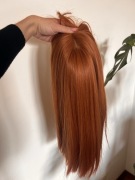 Peruka dla kobiet rude włosy grzywka proste pasemka nowa jak naturalne 