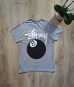 Stussy T-Shirt 8 Ball Szary M Back Print Classic