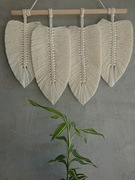 MAKRAMA LIŚCIE ze sznurka ozdoba na ścianę do pokoju pióra boho