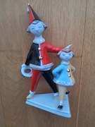 Hollohaza figurka porcela klauny Węgry Art Deco kolekcjonerska lata 60-te.