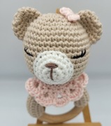 Prezent Grzechotka gryzak śpiący Miś handmade 