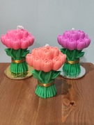 Świece sojowe bukiet tulipanów Dzień kobiet Prezent Pamiątka Zestaw 3 szt.