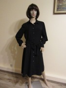 RALPH LAUREN czarna sukienka z kołnierzykiem pasek _ M