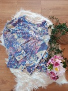 Zara 36S fioletowa turkusowa damska bluzka kwiecista w kwiaty niebieska