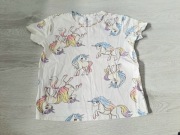 Biała koszulka dziewczęca z krótkim rękawem z jednorożcami H&M, 134/140