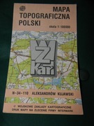 Mapa topograficzna N 34-110 Aleksandrów Kuj 1:100 000 WZkart