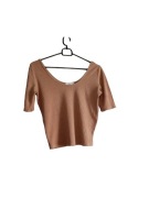 Brunatna koszulka z krótkim rękawem Mango r. M