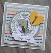 Personalizowana kartka z dinozaurem na roczek, 2, 3, 4 urodzinki