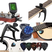 Zestaw dla gitarzysty Tuner Stroik Capo Kapodaster Kostki do gry