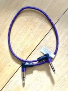 Fioletowy Kabel gitarowy patch 50 cm – jack 6,3 mm kątowy, fioletowy oplot