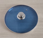 Pokrywka szklana uniwersalna 24 cm niebieskie szkło odpowietrznik