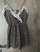 Kombinezon krótki letni M 38 S 36new look czarny biały na ramiączkach