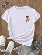 NOWA bluzka rozmiar L biała z czerwoną różą 