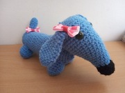 Jamnik pluszak mały niebieski handmade