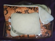 Kołdra-śpiwór 140x200 + poduszka Lama Gold wełna satyna NOWY komplet