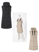 Bezrękawnik Jesienny Zimowy Ciepły Za kolano Na suwak Beżowy M 40/42