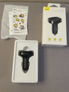 Transmiter FM Bluetooth Baseus T-Typed S-09 Ładowarka 2xUSB