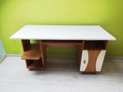 Biurko młodzieżowe meblowe 130x60 Biały Blat Szafka Szuflada Duże