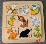Drewniana układanka Goki Gdzie mieszkają zwierzęta? 9 elementów 