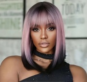 Peruka damska fiolet ombre bob proste włosy dostawa 24h PL