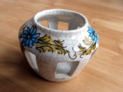Mini świecznik biały kwiaty porcelana? wys. 5 cm