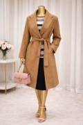 Nowy płaszcz damski wiosenny szlafrokowy Vila camel S