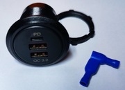 Ładowarka samochodowa do zabudowy 12V/24V Quick Charge, PD, 54W MAX