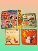 Zestaw 4 książeczek dla maluchów – dźwięki, zagadki, przyroda, budowa