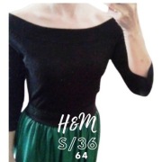 Czarny cienki damski sweterek h&m rękaw 3/4