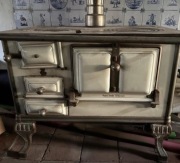 Antyczny piec kuchenny emaliowany Heyjes & Huweler Amsterdam loft vintage