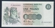 BANKNOT 1 FUNT SZTERLINGOWY CLYDESDALE BANK PLS  - XF