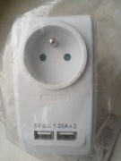 Rozgałęźnik 1x uziemienie + 2 xUSB
