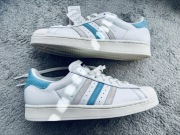 NOWE buty Adidas Superstar 45,5 Skóra naturalna białe kremowe niebieskie