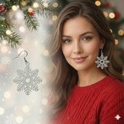 Kolczyki Białe Płatki Śniegu - Bigle Posrebrzane, Antyalergiczne