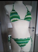 Zielony dwuczęściowy strój kąpielowy w paski r. S