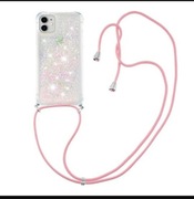 iPhone 13 Pro Max Etui z  brokatem łańcuszkiem sznurkiem 