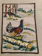 Stary przepiękny gobelin haft rękodzieło 40x28 cm