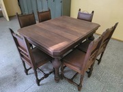 STÓŁ DREWNIANY + 6 KRZESEŁ