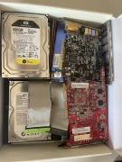 Karton starych części PC Radeon 9800 Pro + Sound Blaster Audigy +2x HDD 500