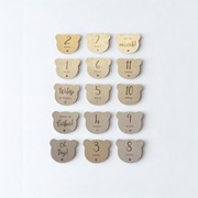 Drewniane tabliczki z miesiącami do zdjęć dziecka Miś (15 szt) 