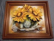 Obraz 3d skóra motywy kwiatów w ramie 