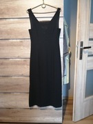 Czarna długa sukienka z rozcięciem H&m 36