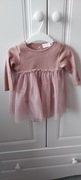 Sukienka brudny pudrowy róż,tiulowy dół r.62 H&M stan idealny