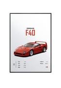 Plakat A4 21x30 Ferrari F40 Y2K do pokoju