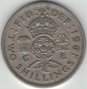Wielka Brytania 2 szylingi two shillings (floren) 1951 28,4 mm - nr 5